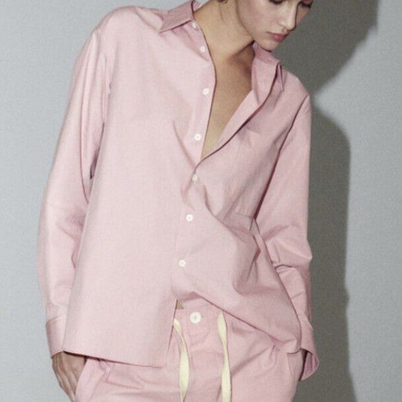 Zara Poplin Shirt Light Pink Sz M - Picture 4 of 12